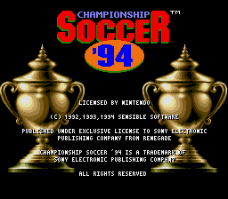 Championship Soccer '94 (USA) (En,Fr,De,It) Title Screen